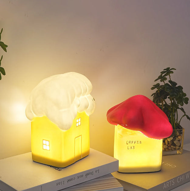 Ceramic Cute Snow House Table Lamp