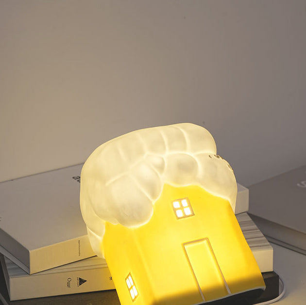 Ceramic Cute Snow House Table Lamp