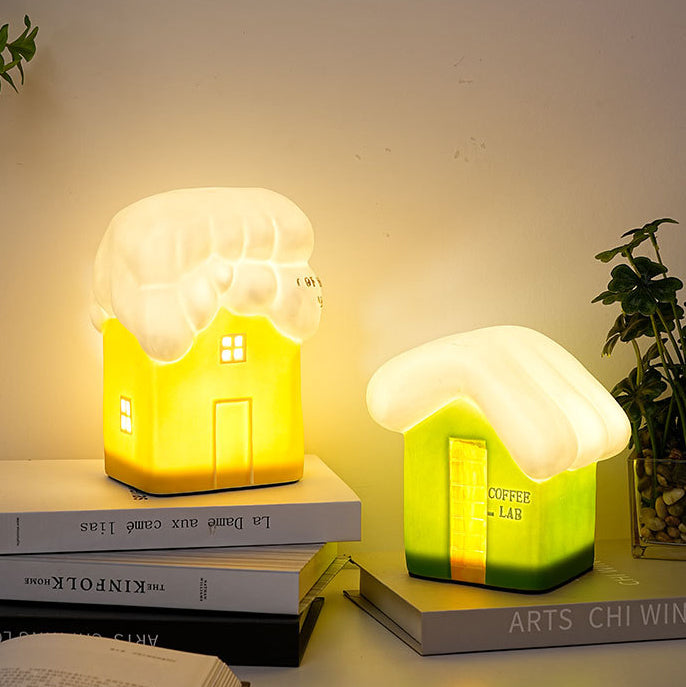 Ceramic Cute Snow House Table Lamp