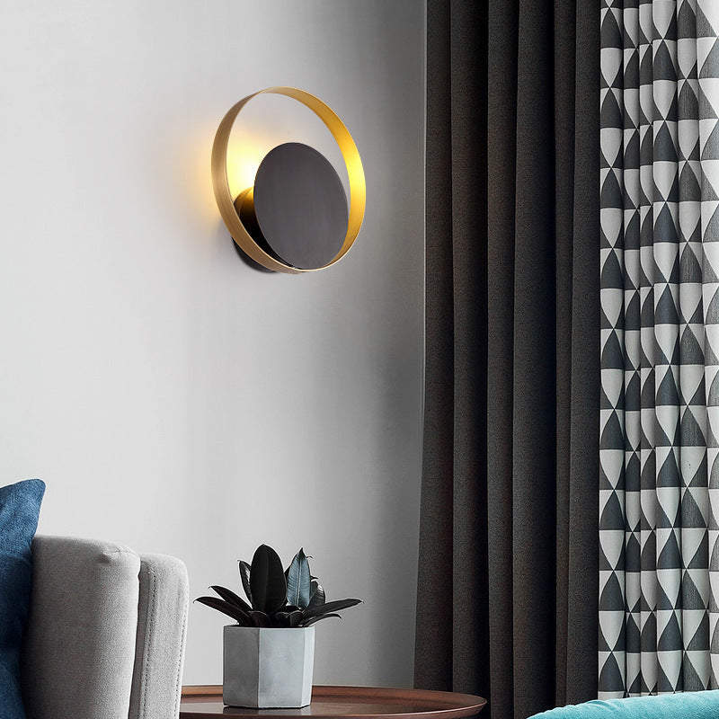 Full Copper Geometric Circle Wall Lamp