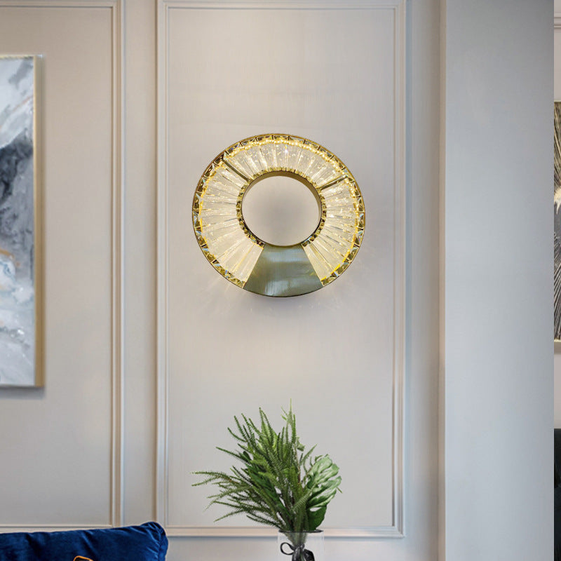 Eclectic Stainless Steel Circle Wall Lamp
