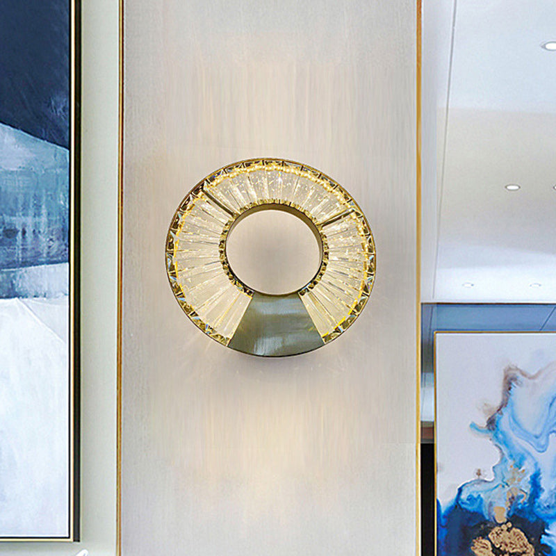 Eclectic Stainless Steel Circle Wall Lamp