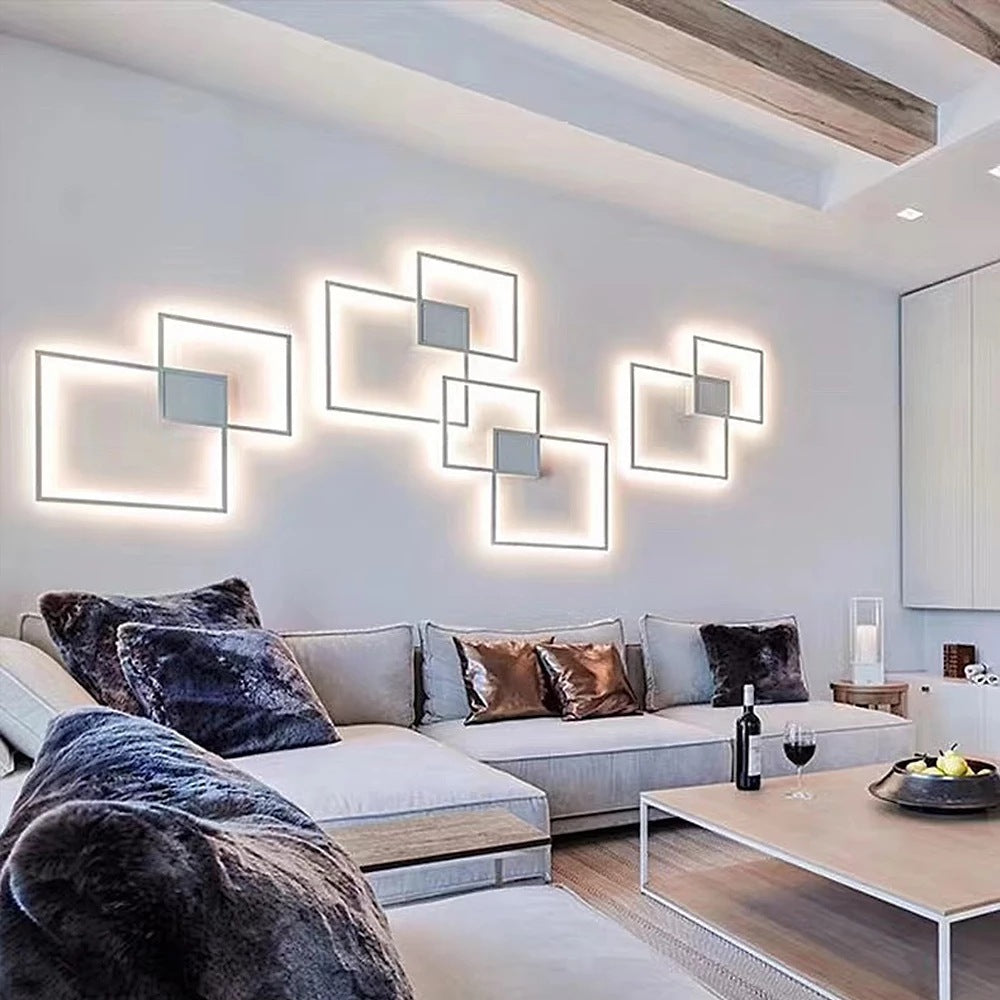Geometric Square Iron Strip Wall Lamp