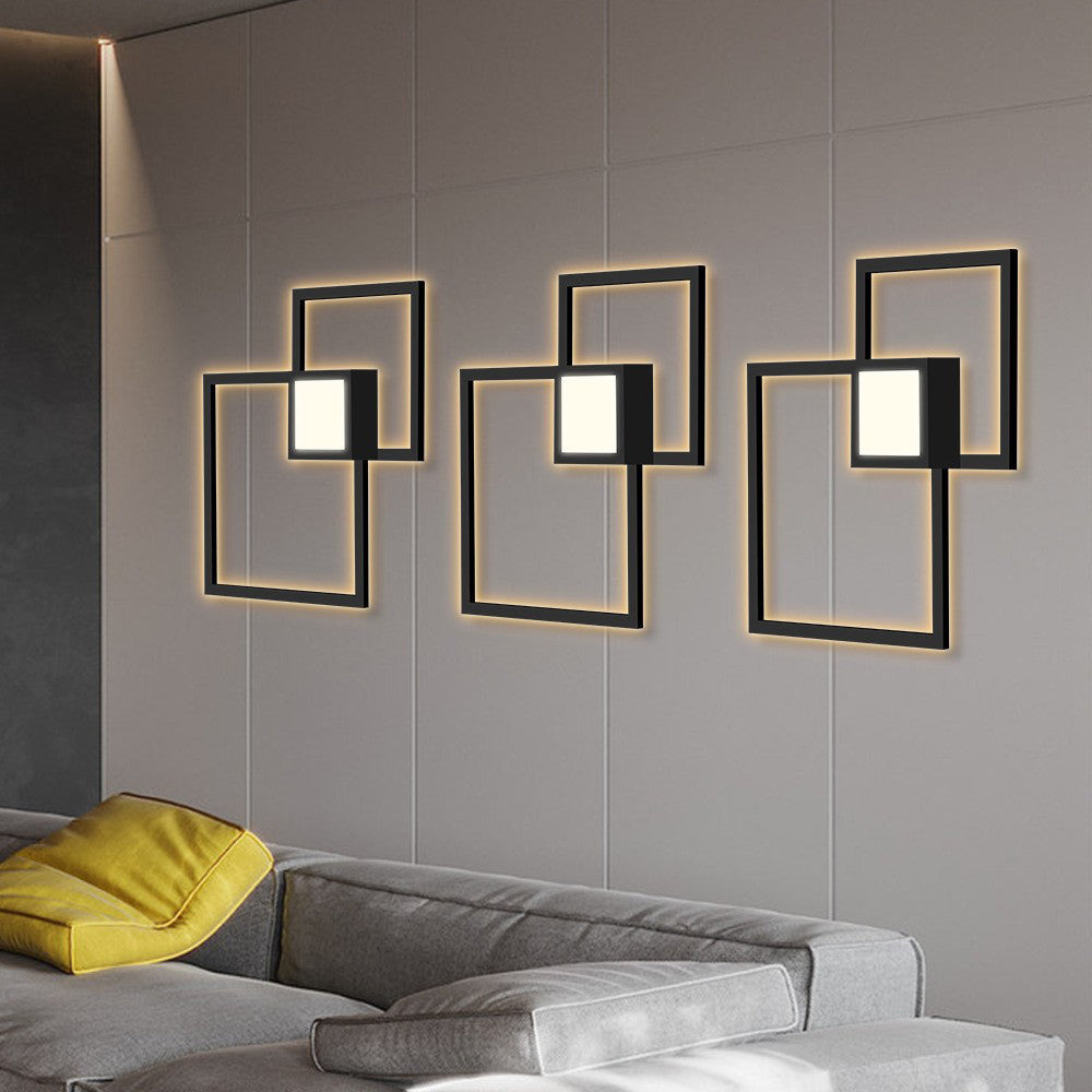 Geometric Square Iron Strip Wall Lamp