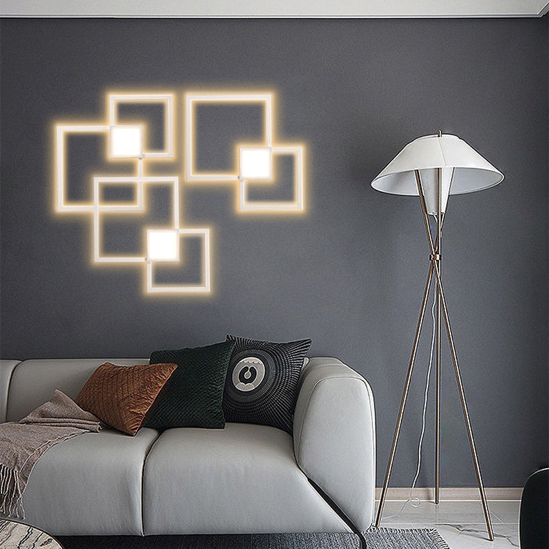 Geometric Square Iron Strip Wall Lamp