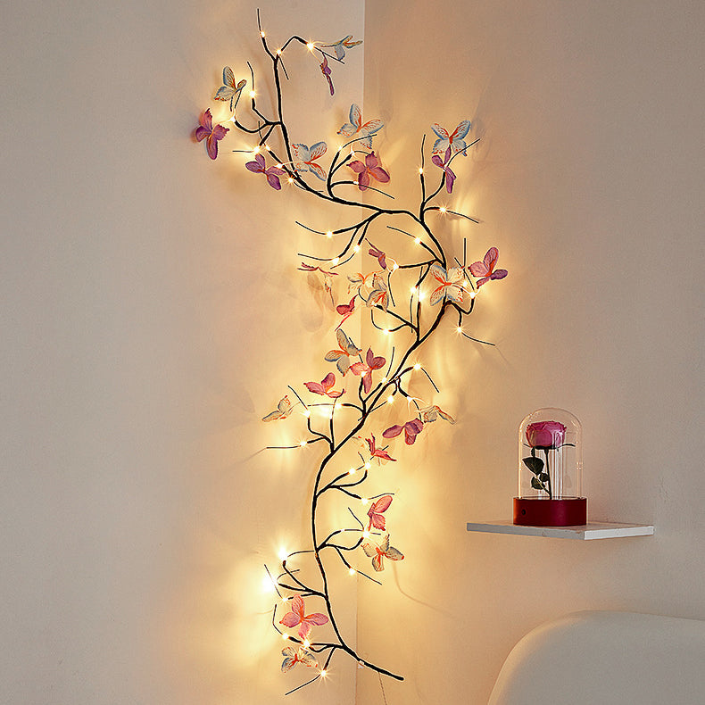 Fabric Imitation Butterfly Branches Wall Lamp