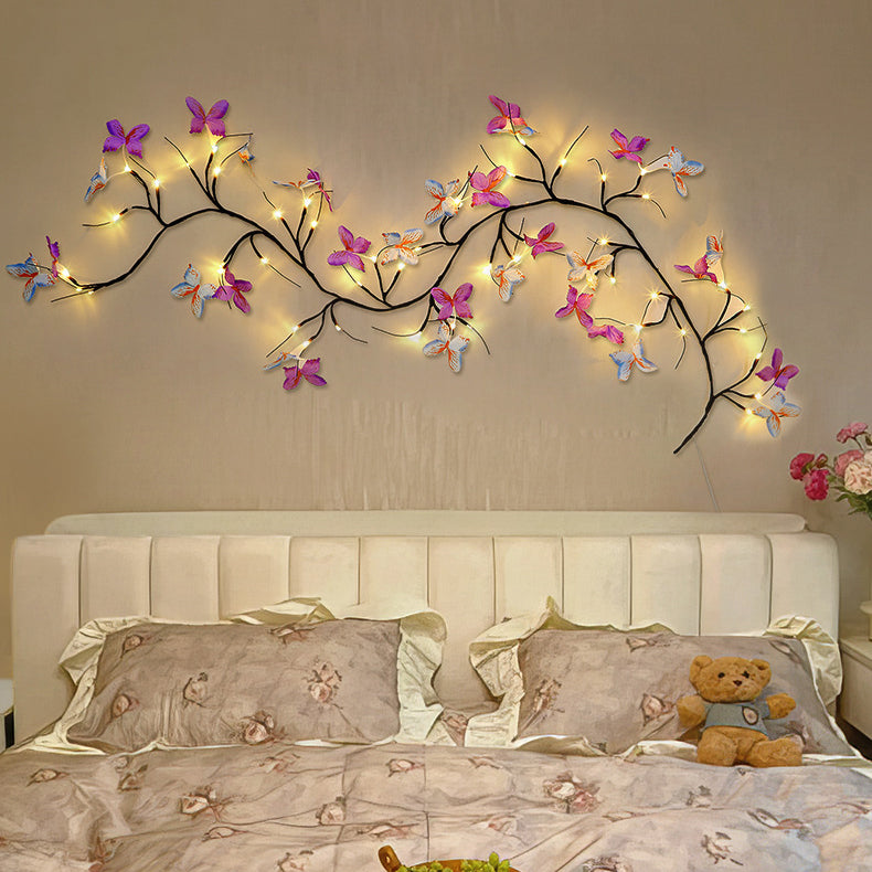 Fabric Imitation Butterfly Branches Wall Lamp