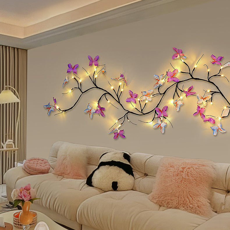Fabric Imitation Butterfly Branches Wall Lamp