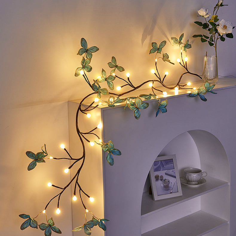 Fabric Imitation Butterfly Branches Wall Lamp