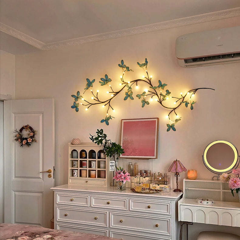 Fabric Imitation Butterfly Branches Wall Lamp