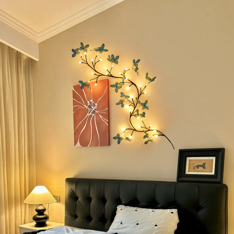Fabric Imitation Butterfly Branches Wall Lamp