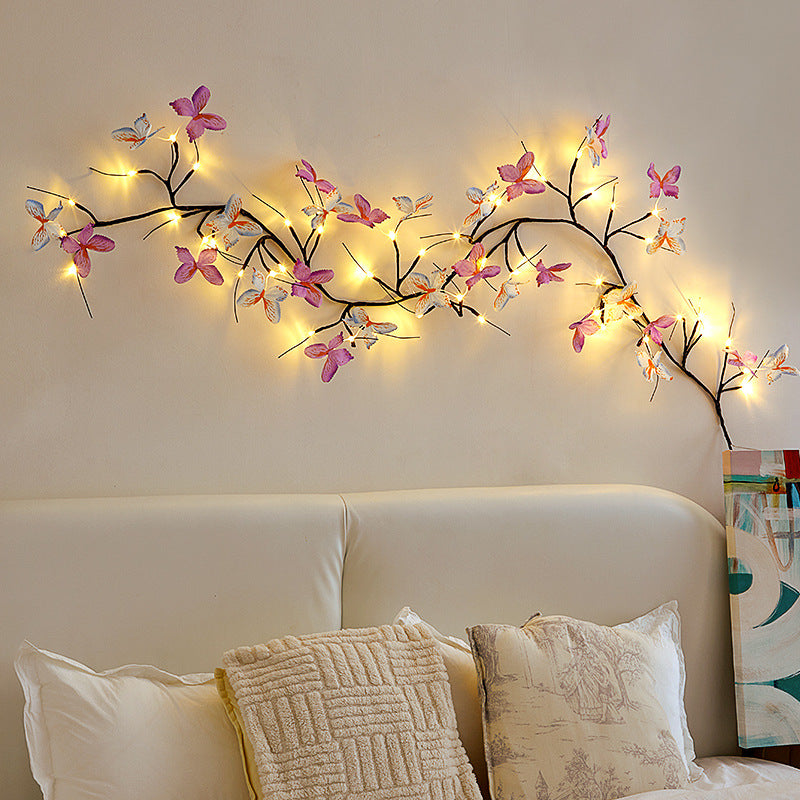 Fabric Imitation Butterfly Branches Wall Lamp
