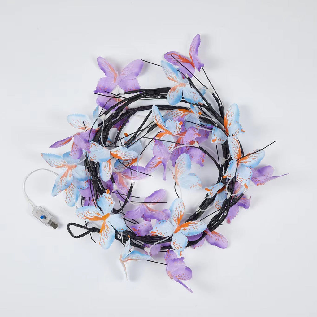 Fabric Imitation Butterfly Branches Wall Lamp