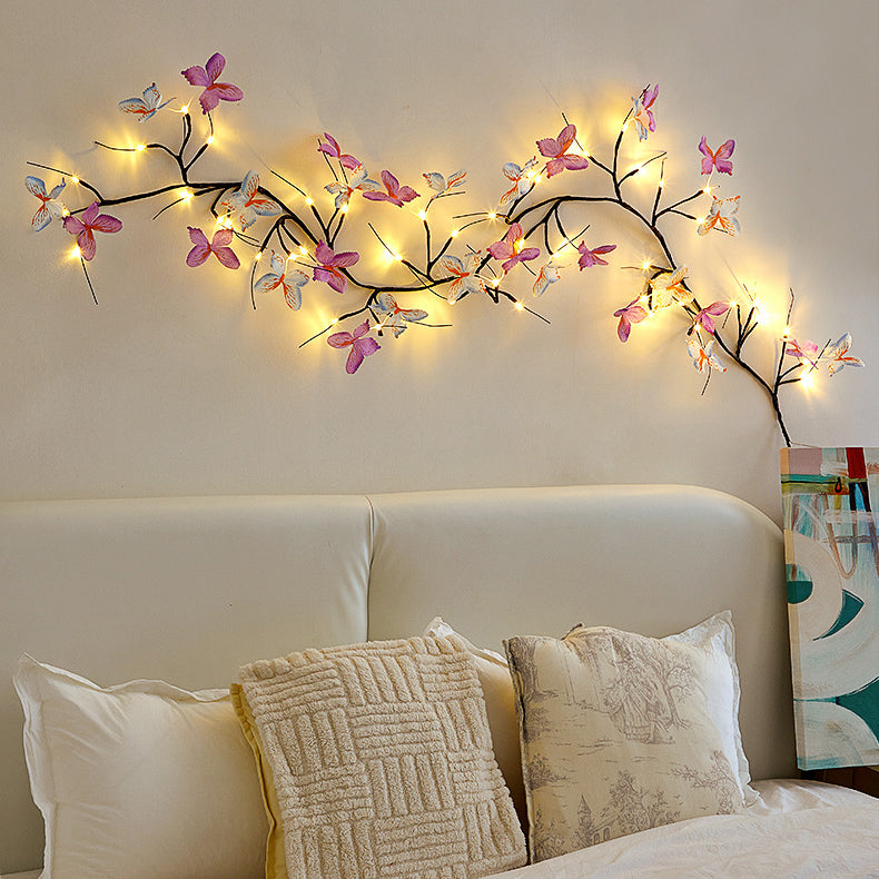 Fabric Imitation Butterfly Branches Wall Lamp