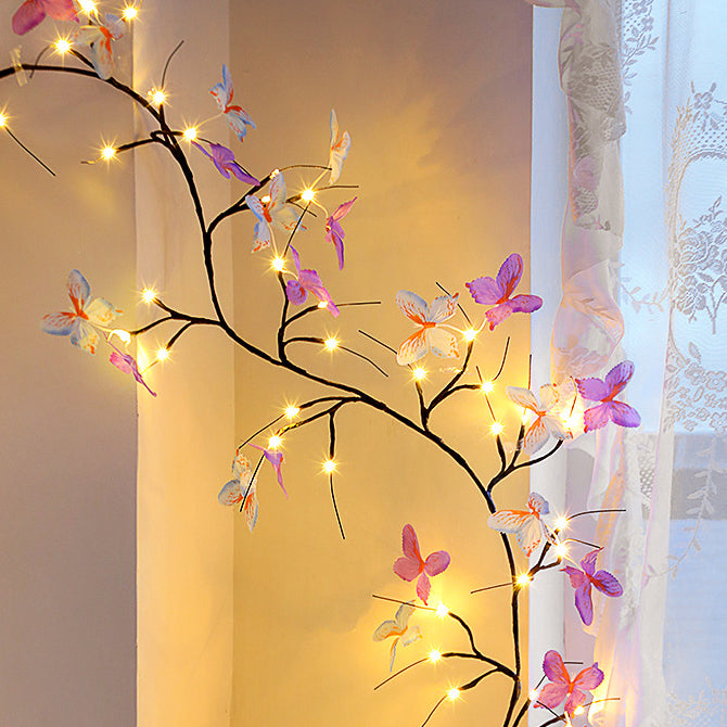 Fabric Imitation Butterfly Branches Wall Lamp