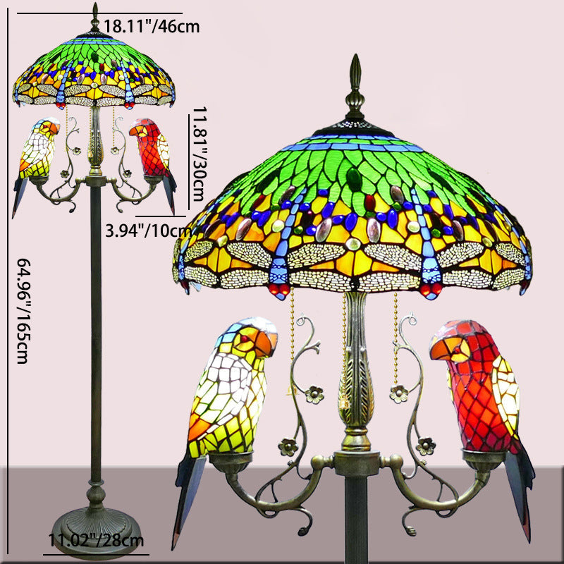 Round Iron Stained Glass 5-Light Floor Lamp