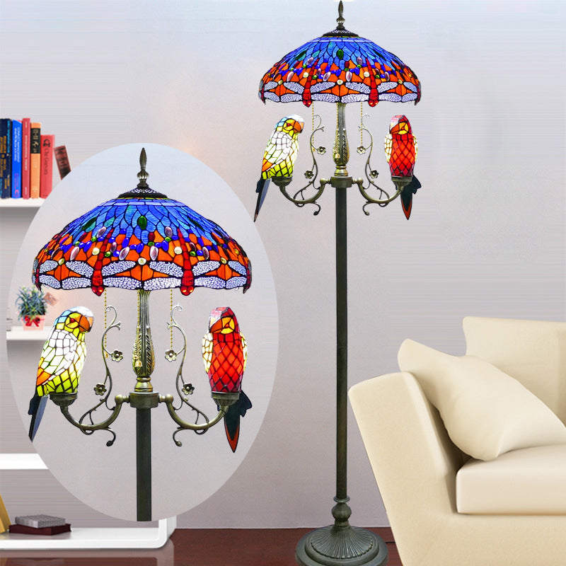 Round Iron Stained Glass 5-Light Floor Lamp