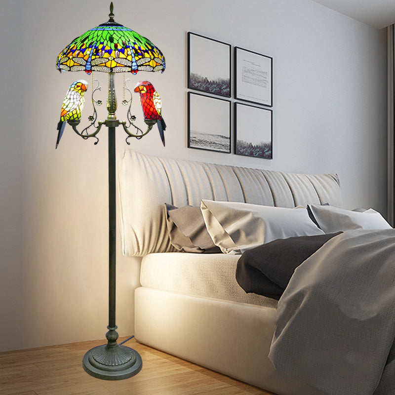 Round Iron Stained Glass 5-Light Floor Lamp