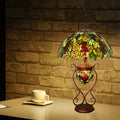 Cone Metal Stained Glass 3-Light Table Lamp