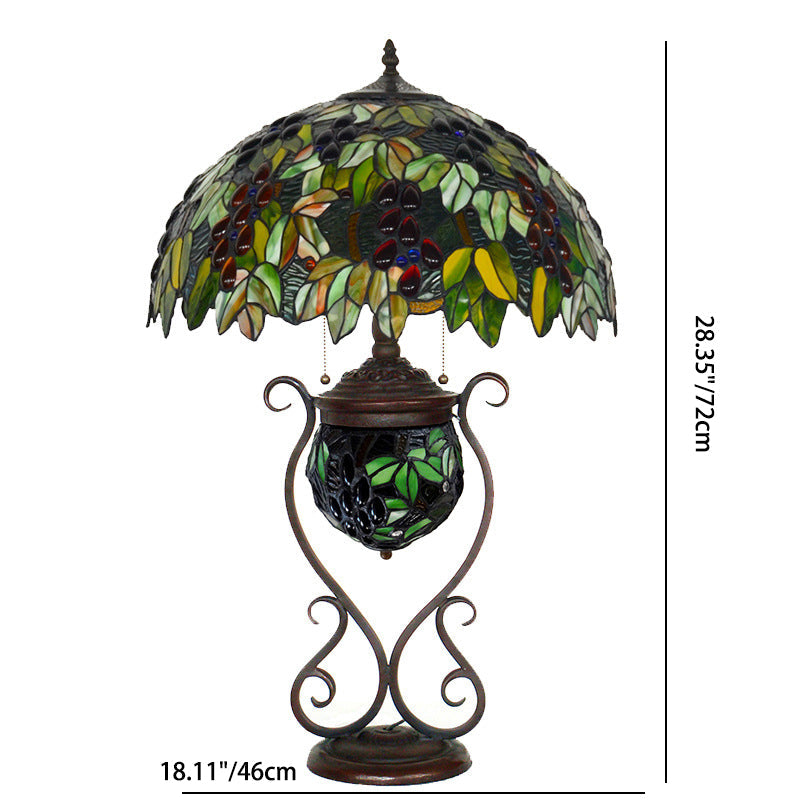 Cone Metal Stained Glass 3-Light Table Lamp