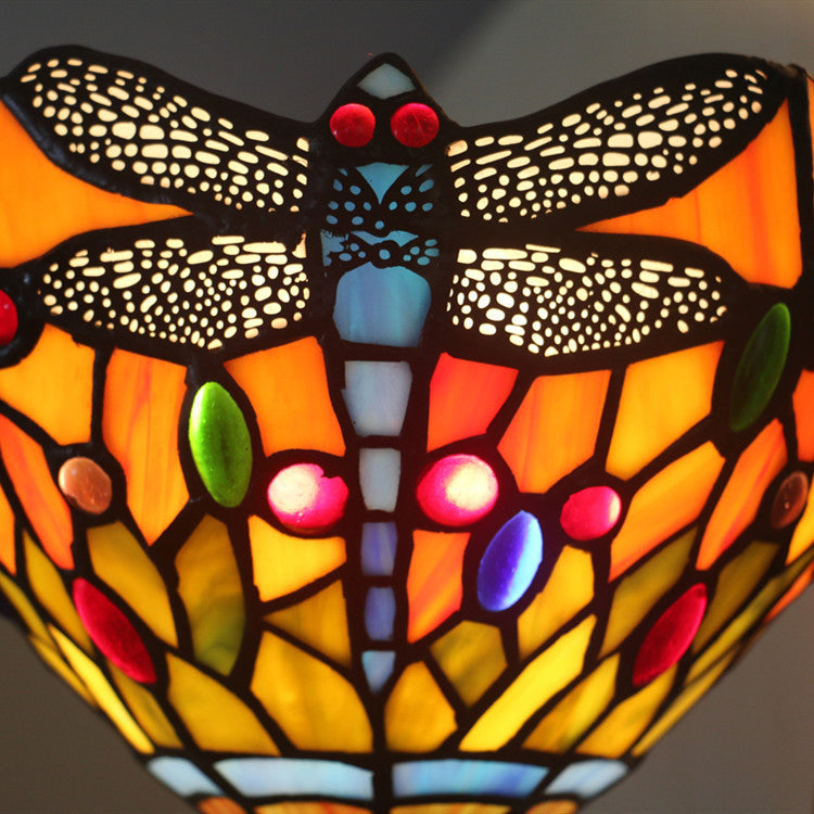 Semi-Circle Iron Stained Glass Wall Lamp