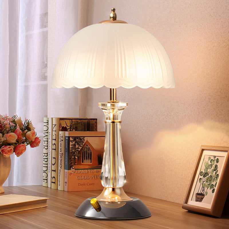 Round Umbrella Metal Glass Table Lamp