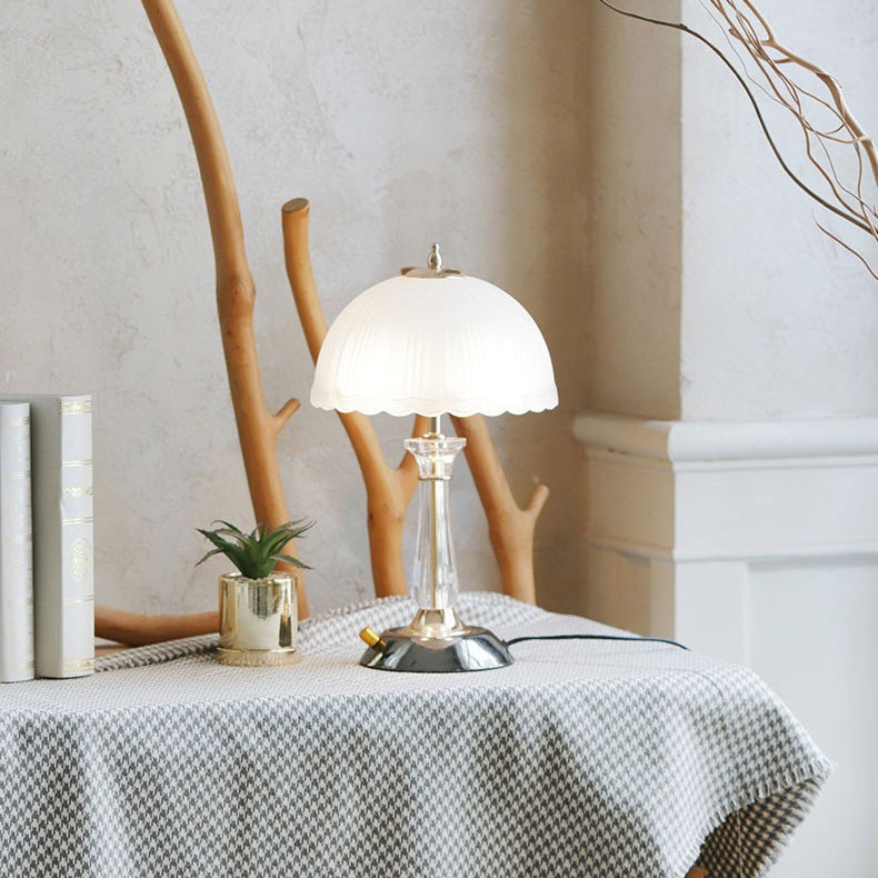 Round Umbrella Metal Glass Table Lamp