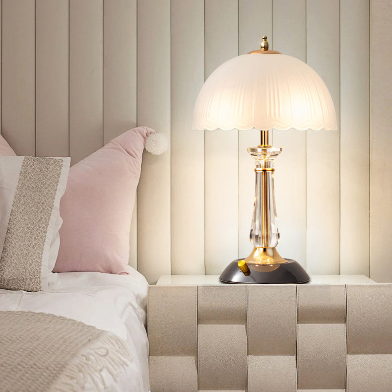 Round Umbrella Metal Glass Table Lamp
