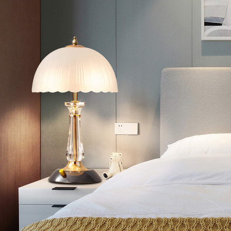 Round Umbrella Metal Glass Table Lamp