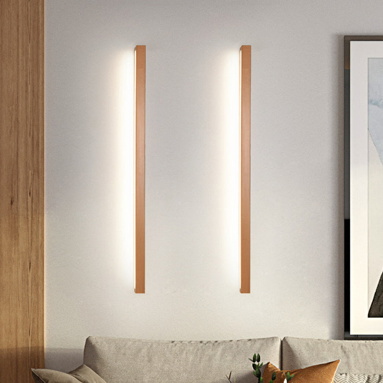 Rectangular Linear PVC Wood Wall Lamp