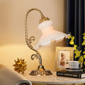 Round Petal Print Carved Table Lamp