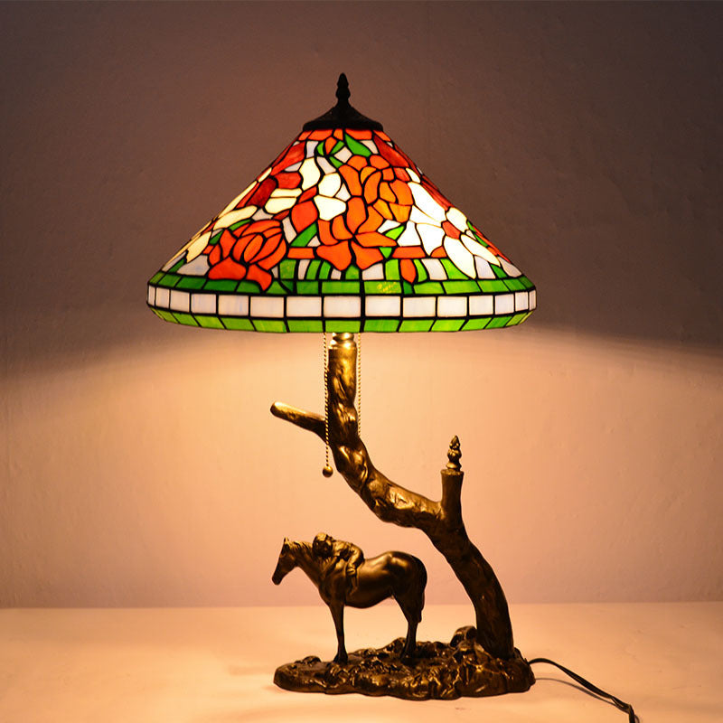 Round Cone Umbrella Iron 2-Light Table Lamp
