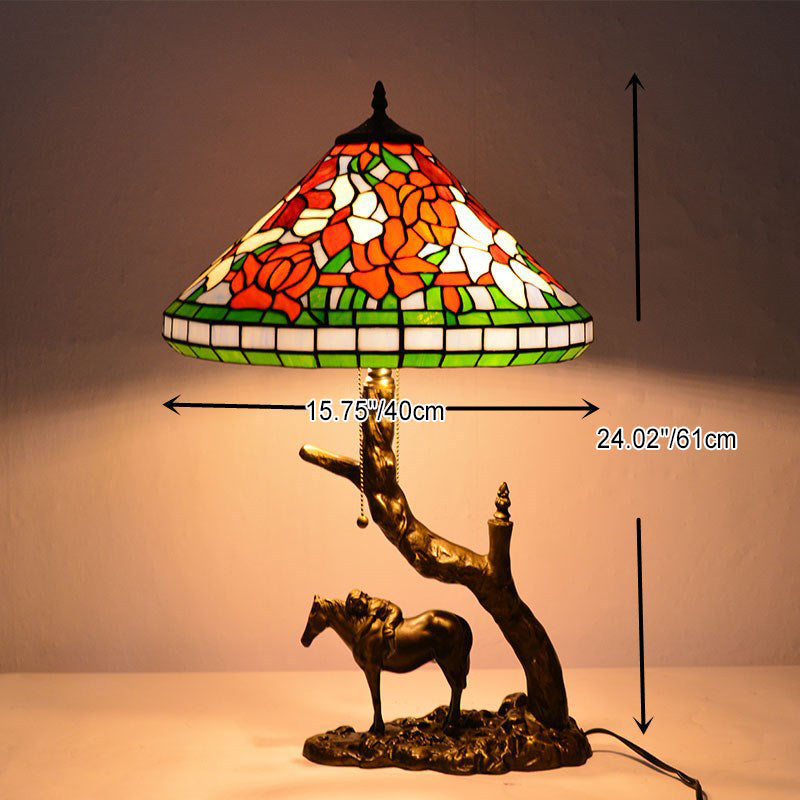Round Cone Umbrella Iron 2-Light Table Lamp
