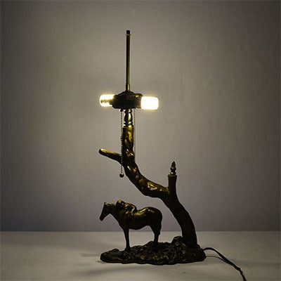 Round Cone Umbrella Iron 2-Light Table Lamp