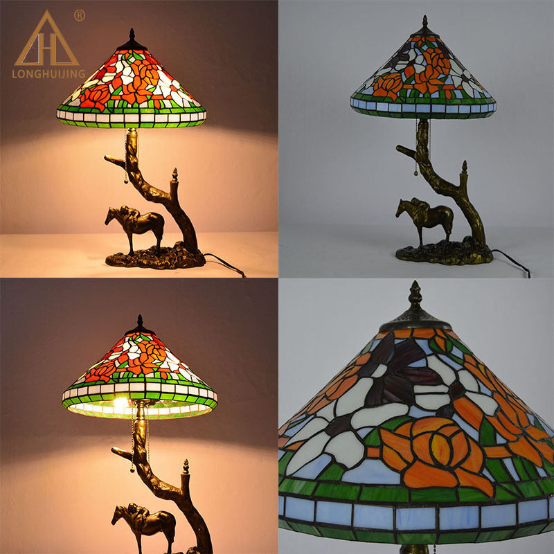 Round Cone Umbrella Iron 2-Light Table Lamp
