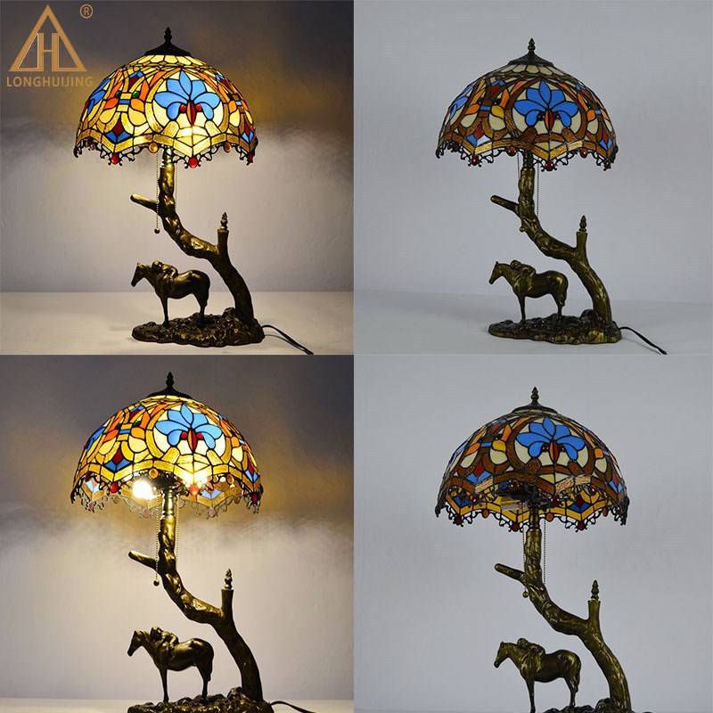 Round Cone Umbrella Iron 2-Light Table Lamp