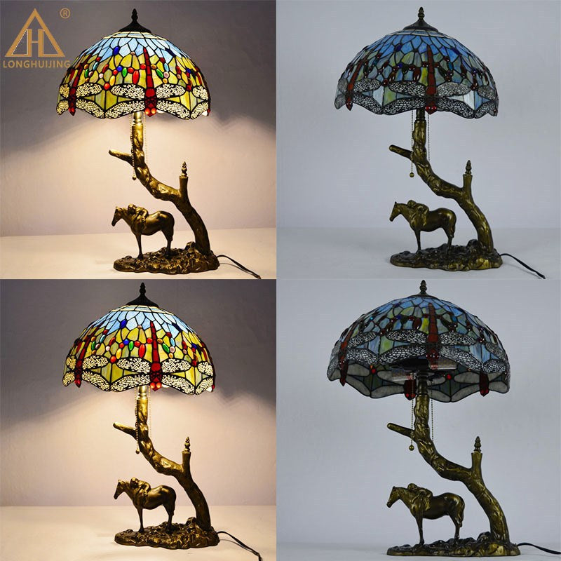 Round Cone Umbrella Iron 2-Light Table Lamp