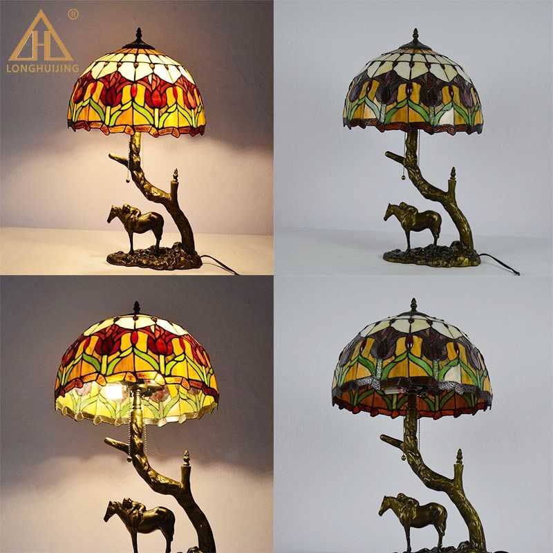 Round Cone Umbrella Iron 2-Light Table Lamp