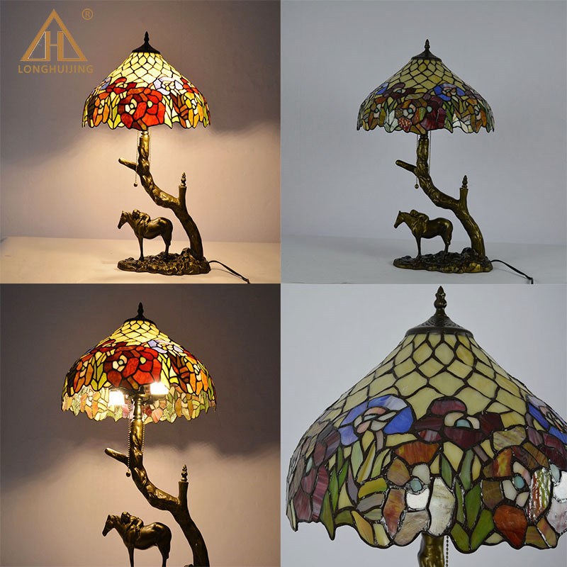 Round Cone Umbrella Iron 2-Light Table Lamp