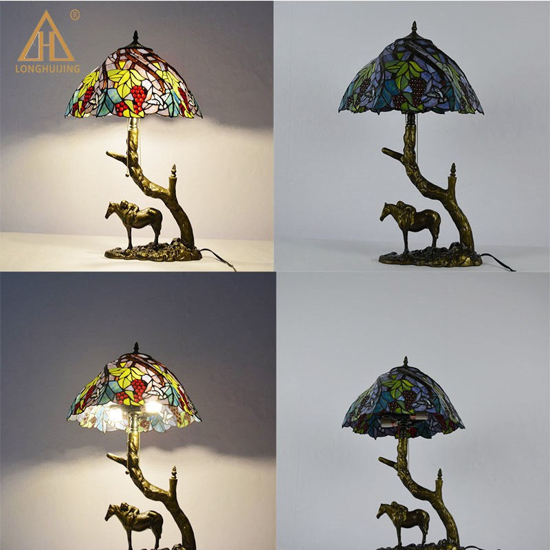 Round Cone Umbrella Iron 2-Light Table Lamp