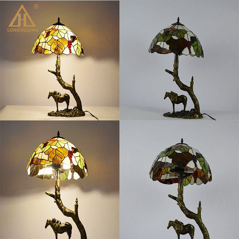 Round Cone Umbrella Iron 2-Light Table Lamp