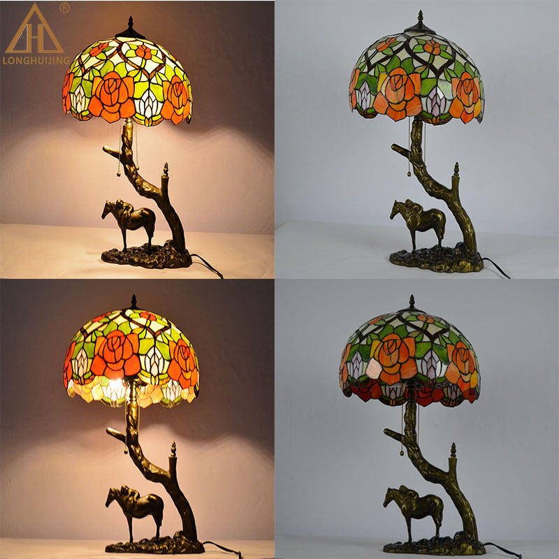 Round Cone Umbrella Iron 2-Light Table Lamp