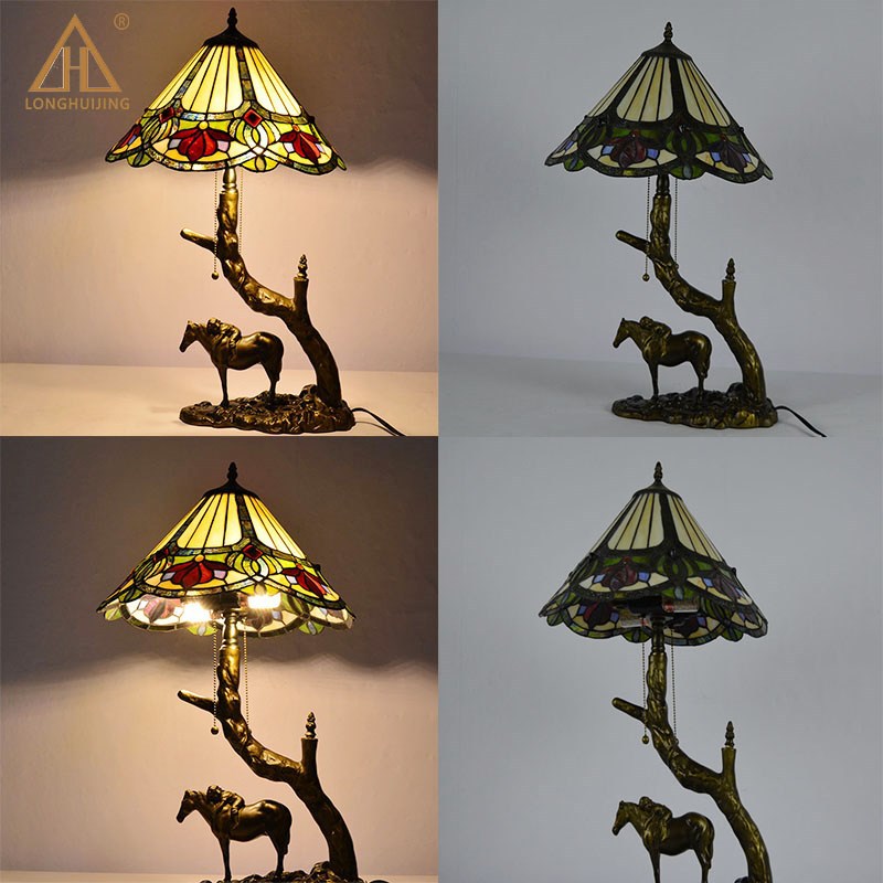 Round Cone Umbrella Iron 2-Light Table Lamp