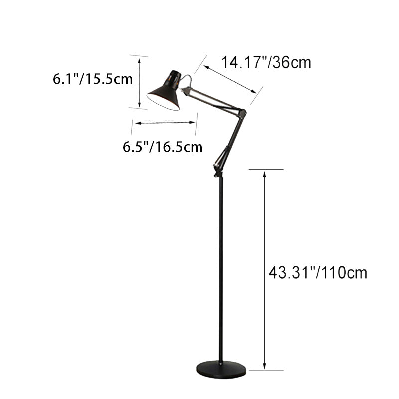 Contemporary Scandinavian Retractable Swivel Floor Lamp