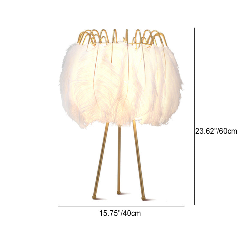 Feather Shaped Round Metal Table Lamp