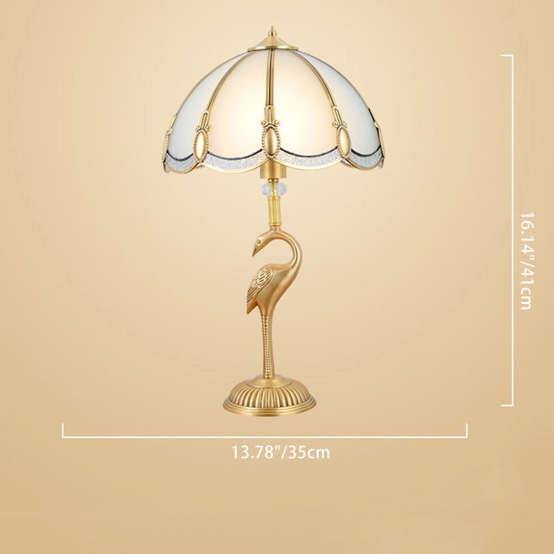 Round Cone Copper Glass Table Lamp