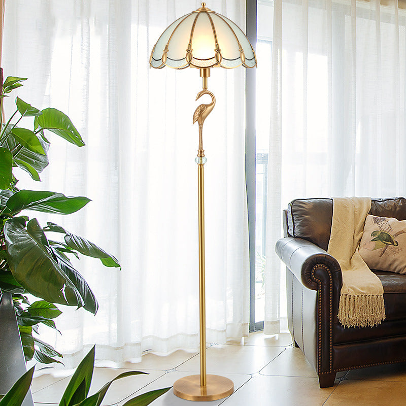 Round Cone Copper Glass Floor Lamp