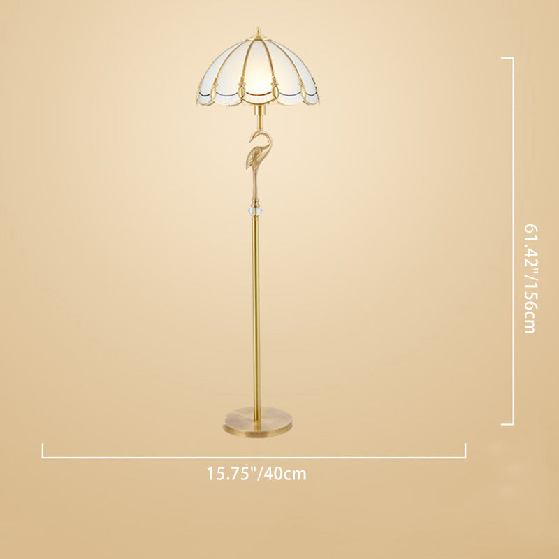 Round Cone Copper Glass Floor Lamp