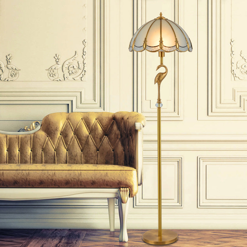 Round Cone Copper Glass Floor Lamp