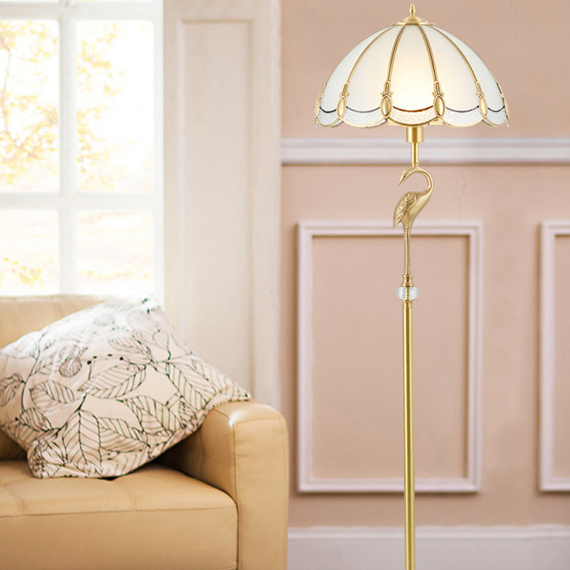 Round Cone Copper Glass Floor Lamp